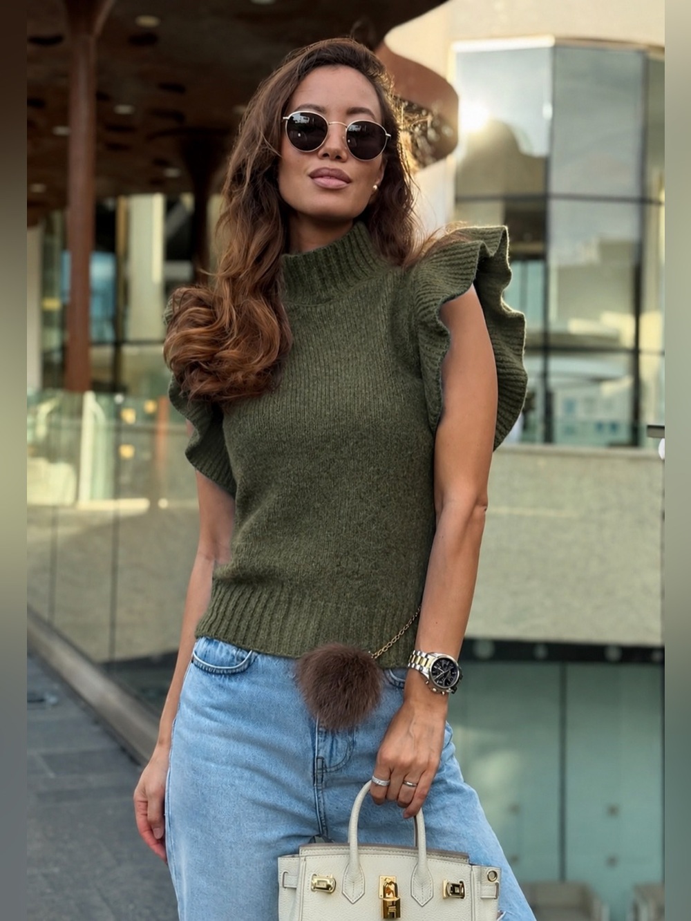 ZARA wool and alpaca sleeveless sweater with ruffles
